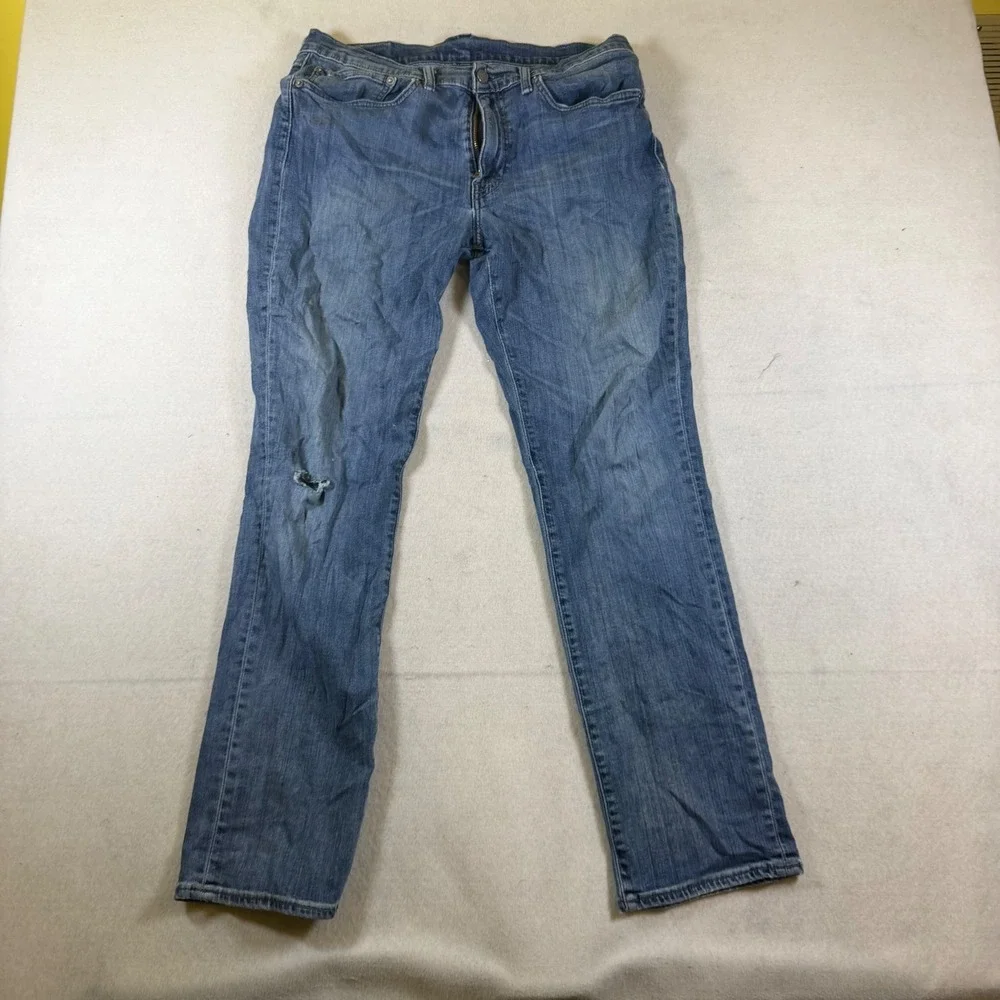 Levis 511 Slim Fit Blue Denim Jeans Mens 34x32 Distressed 5-Pocket Zip Fly